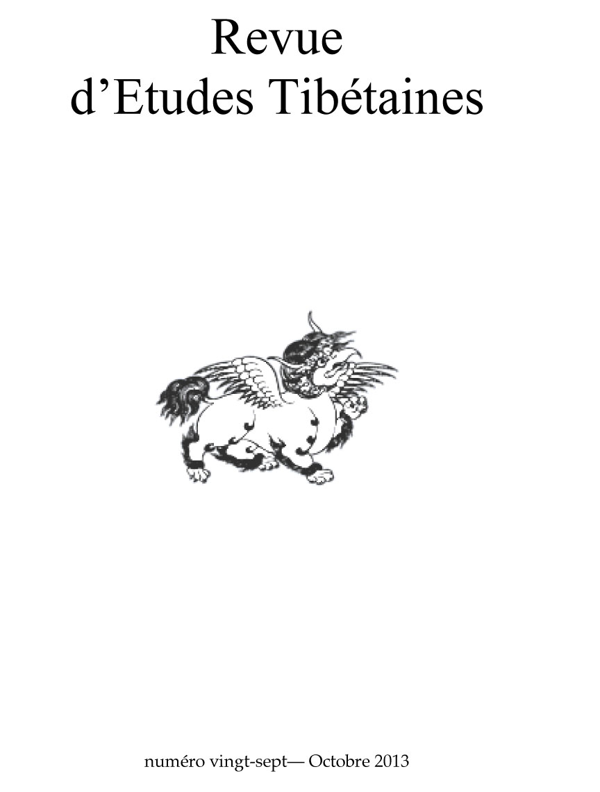 Revue d'Etudes Tibétaines, Number 27, October 2013