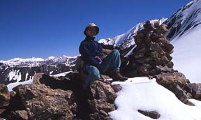 Cairn and view north from Dilisang Pass (5,290m), August 6, 2004